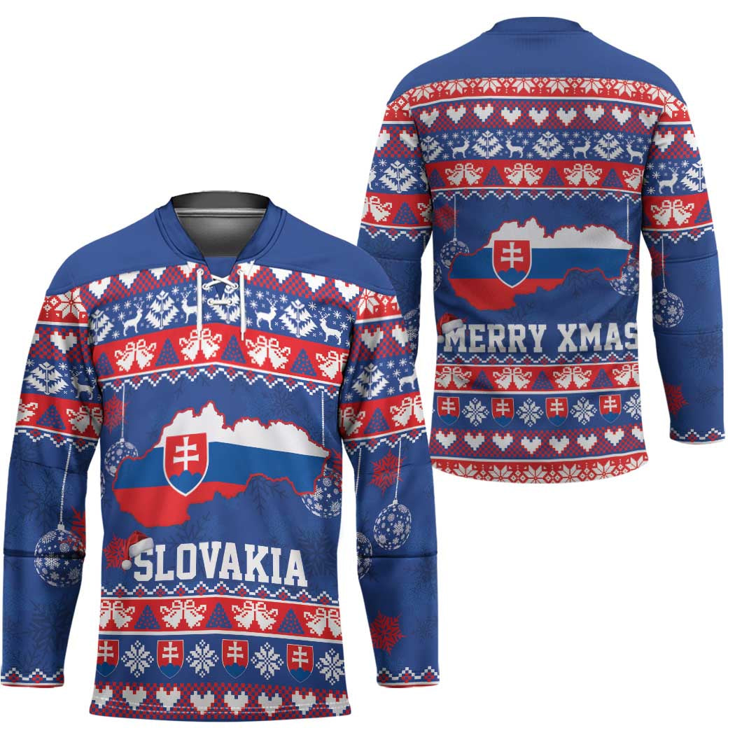 Slovakia Christmas Hockey Jersey Slovakian Double Cross Map - Wonder Print Shop