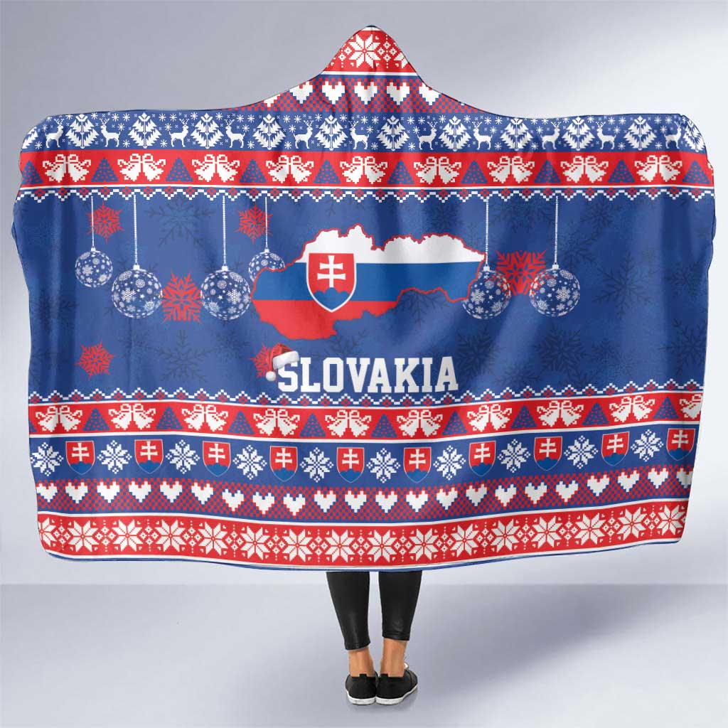 Slovakia Christmas Hooded Blanket Slovakian Double Cross Map - Wonder Print Shop