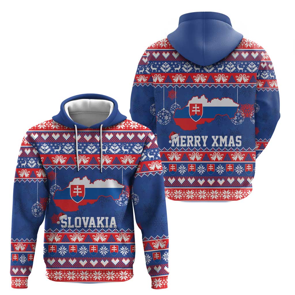 Slovakia Christmas Hoodie Slovakian Double Cross Map - Wonder Print Shop