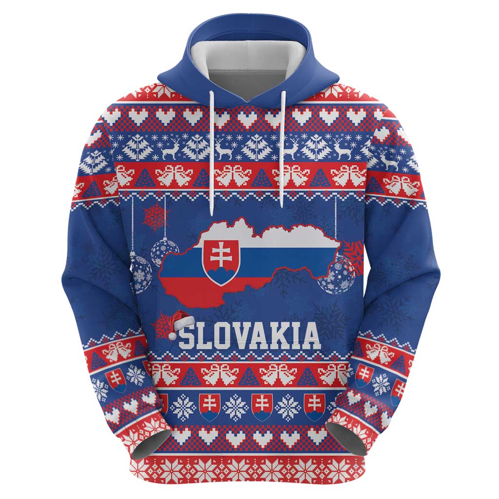 Slovakia Christmas Hoodie Slovakian Double Cross Map - Wonder Print Shop