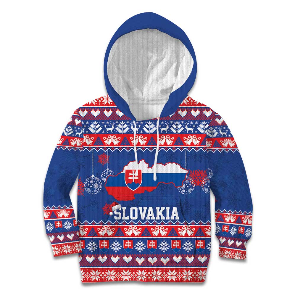 Slovakia Christmas Kid Hoodie Slovakian Double Cross Map - Wonder Print Shop