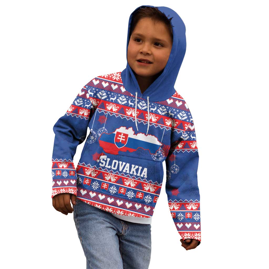 Slovakia Christmas Kid Hoodie Slovakian Double Cross Map - Wonder Print Shop