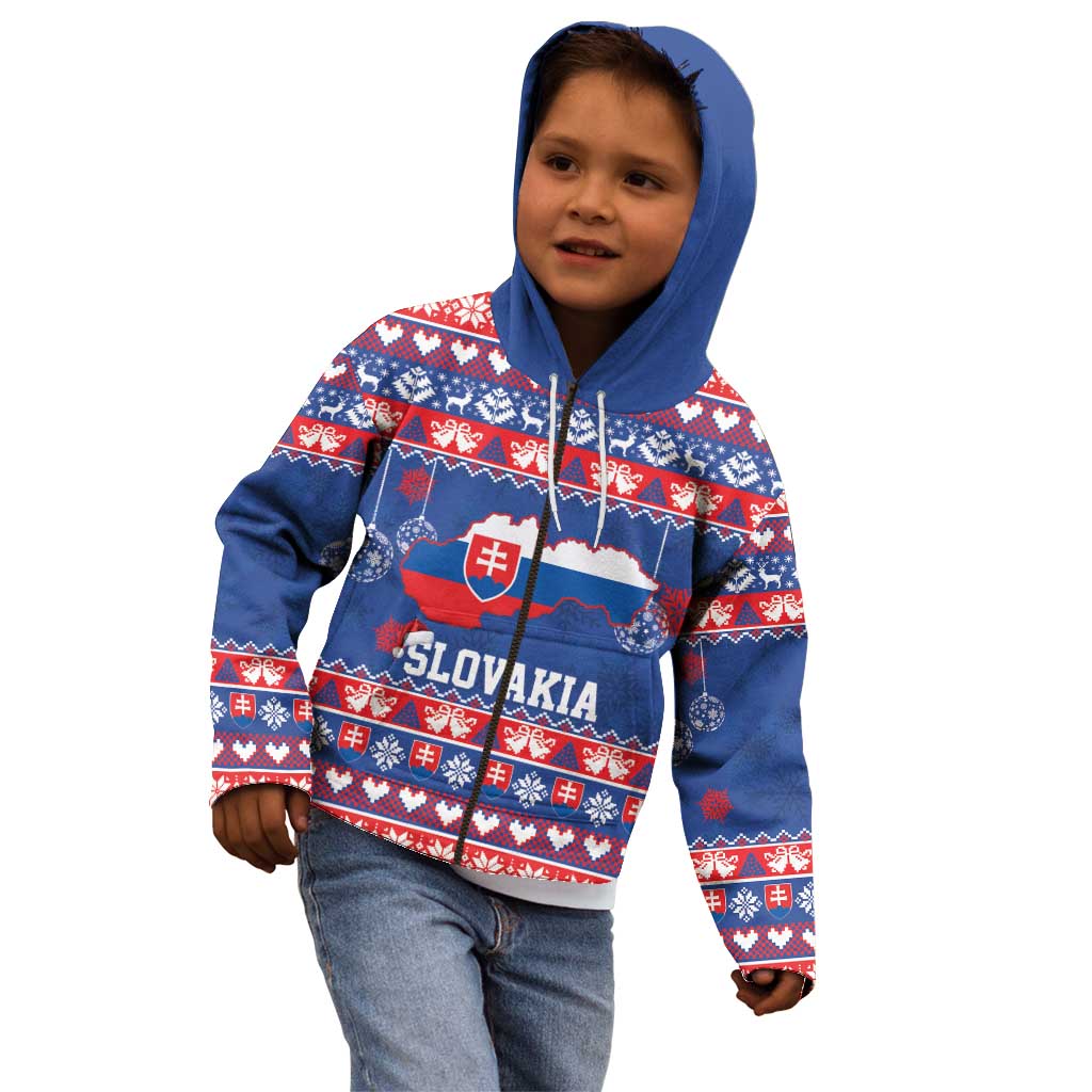 Slovakia Christmas Kid Hoodie Slovakian Double Cross Map - Wonder Print Shop