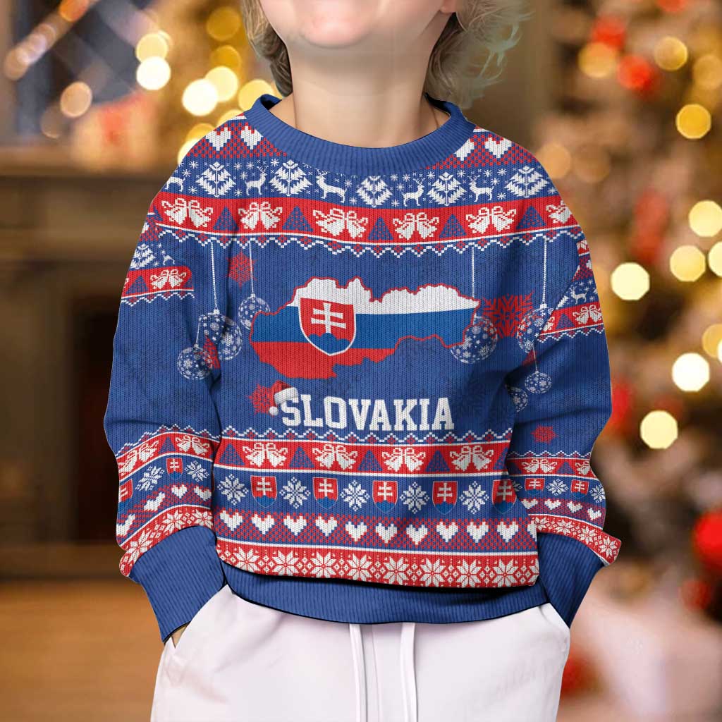 Slovakia Christmas Kid Ugly Christmas Sweater Slovakian Double Cross Map - Wonder Print Shop