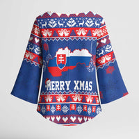 Slovakia Christmas Kimono Sleeve Blouse Slovakian Double Cross Map - Wonder Print Shop