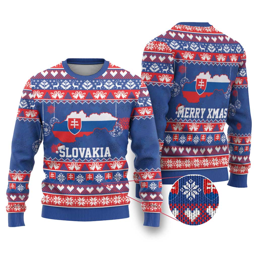 Slovakia Christmas Ugly Christmas Sweater Slovakian Double Cross Map - Wonder Print Shop