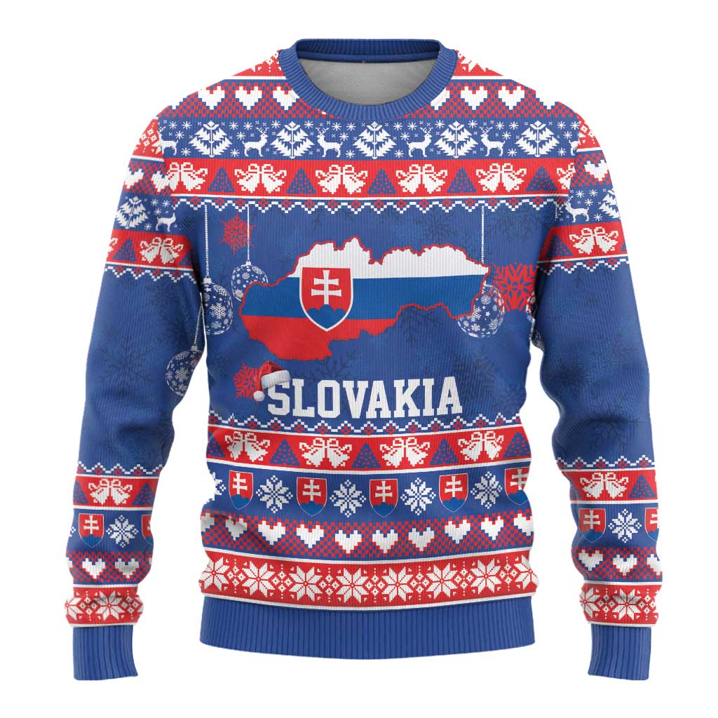 Slovakia Christmas Ugly Christmas Sweater Slovakian Double Cross Map - Wonder Print Shop