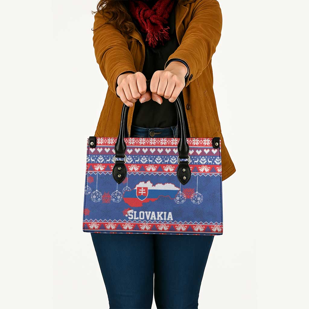 Slovakia Christmas Leather Bag Slovakian Double Cross Map - Wonder Print Shop