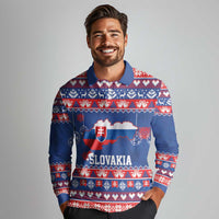Slovakia Christmas Long Sleeve Polo Shirt Slovakian Double Cross Map - Wonder Print Shop