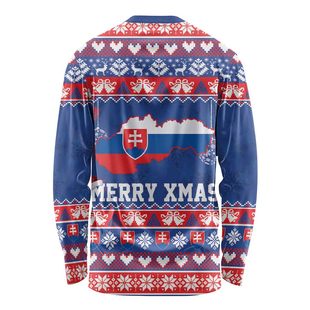 Slovakia Christmas Long Sleeve Shirt Slovakian Double Cross Map - Wonder Print Shop