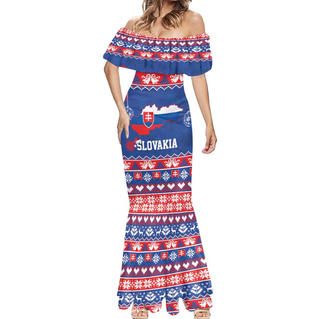 Slovakia Christmas Mermaid Dress Slovakian Double Cross Map - Wonder Print Shop