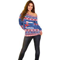 Slovakia Christmas Off Shoulder Sweater Slovakian Double Cross Map - Wonder Print Shop
