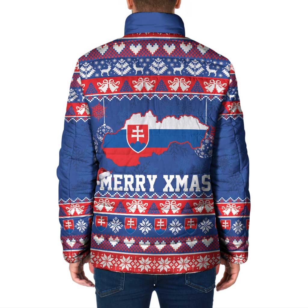 Slovakia Christmas Padded Jacket Slovakian Double Cross Map - Wonder Print Shop
