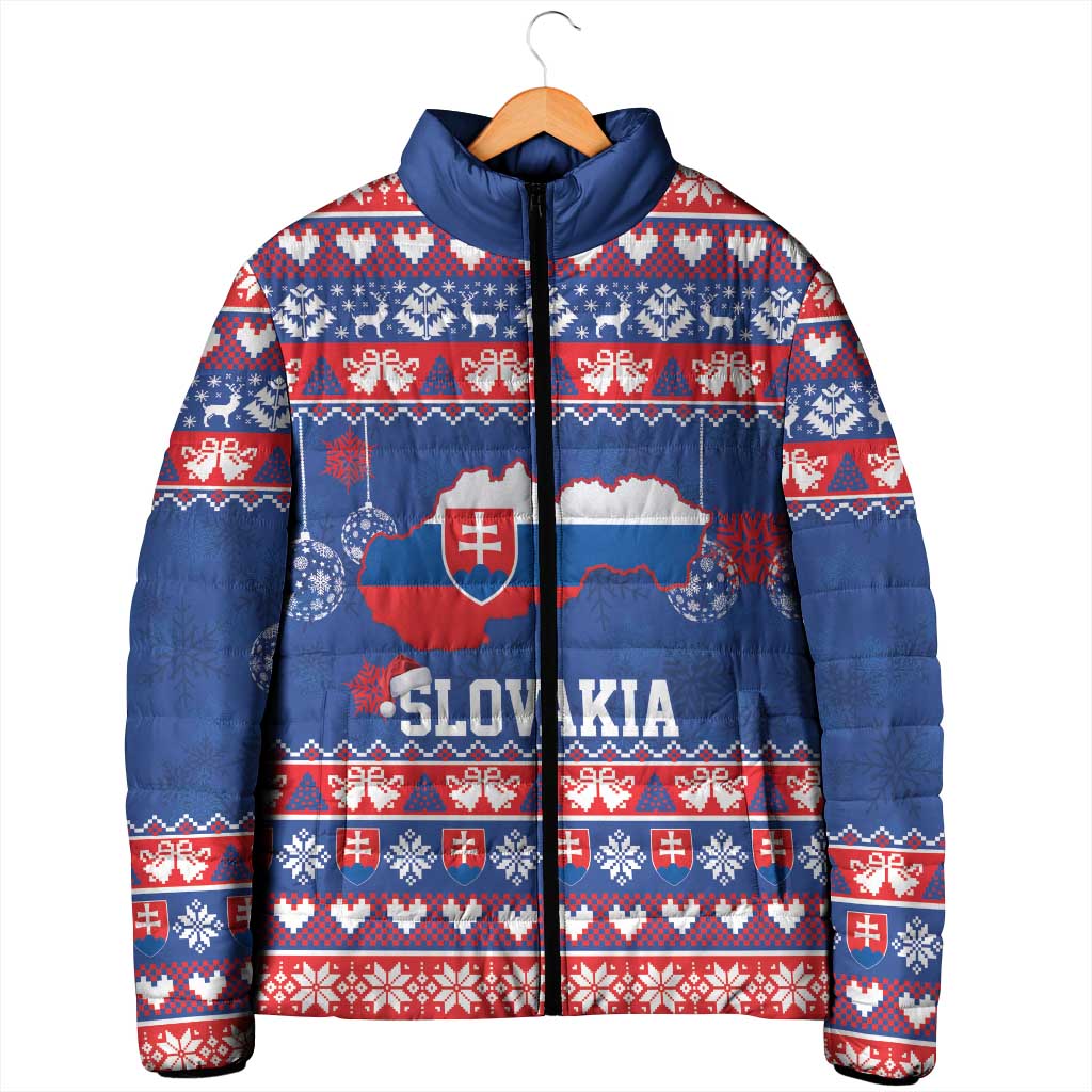 Slovakia Christmas Padded Jacket Slovakian Double Cross Map - Wonder Print Shop
