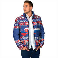 Slovakia Christmas Padded Jacket Slovakian Double Cross Map - Wonder Print Shop