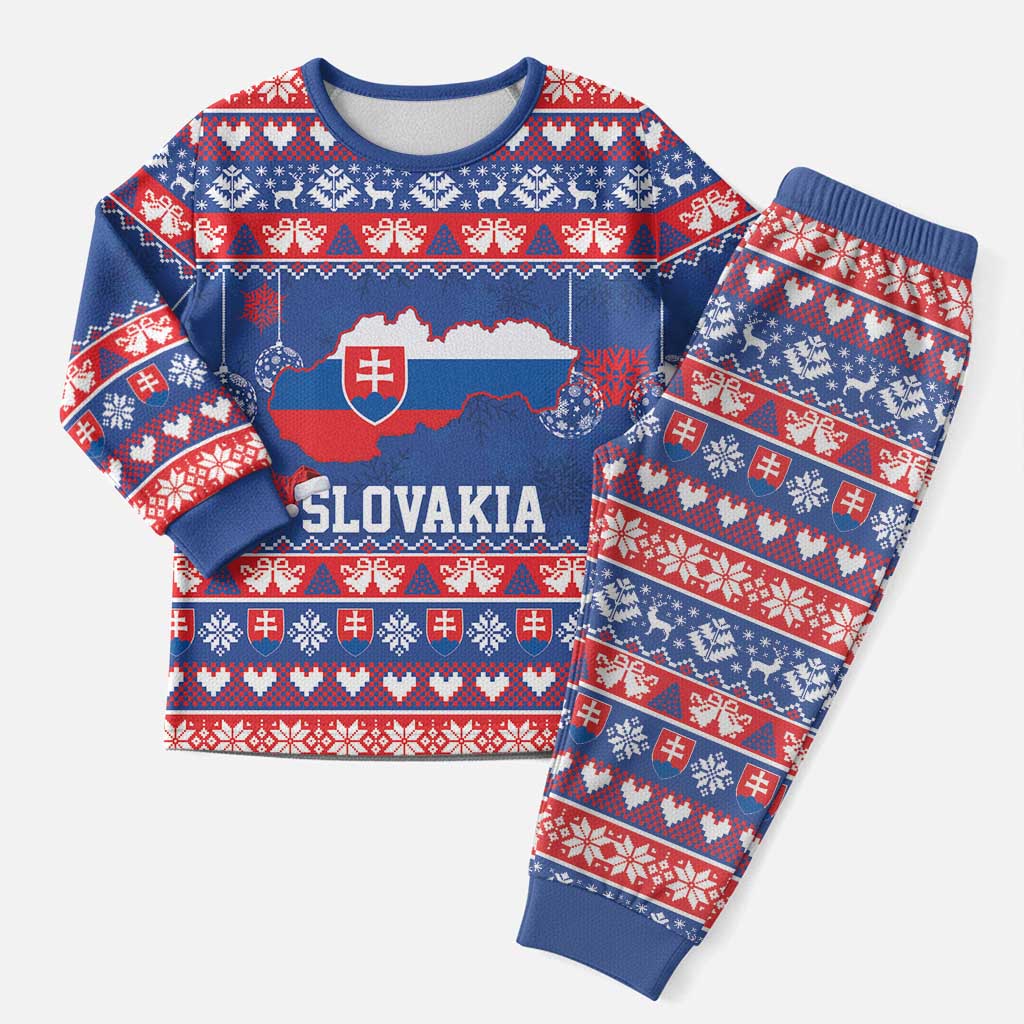 Slovakia Christmas Pajama Set Slovakian Double Cross Map - Wonder Print Shop