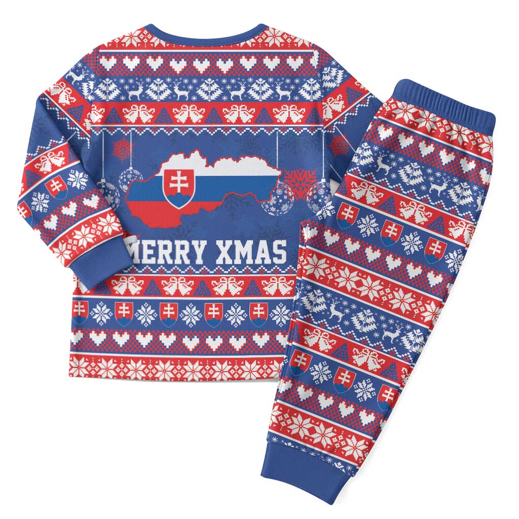 Slovakia Christmas Pajama Set Slovakian Double Cross Map - Wonder Print Shop