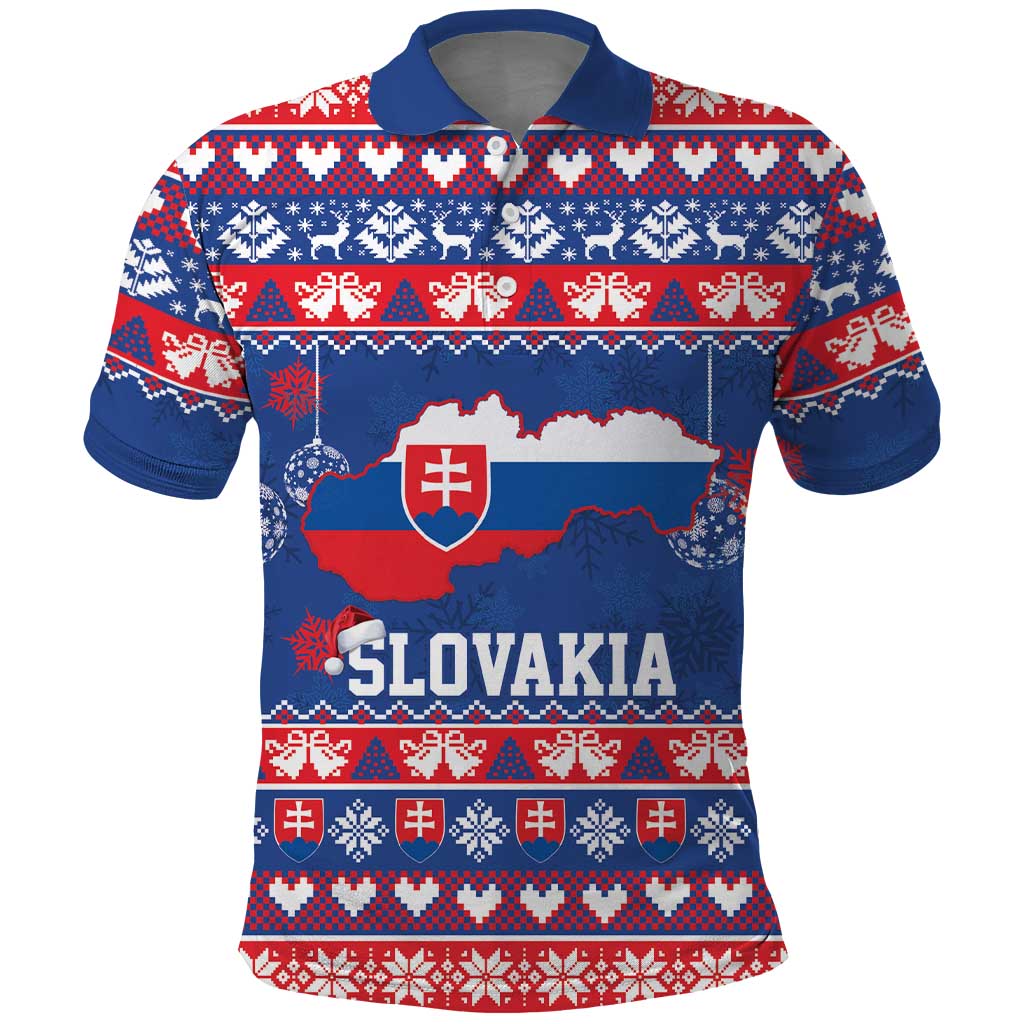 Slovakia Christmas Polo Shirt Slovakian Double Cross Map - Wonder Print Shop