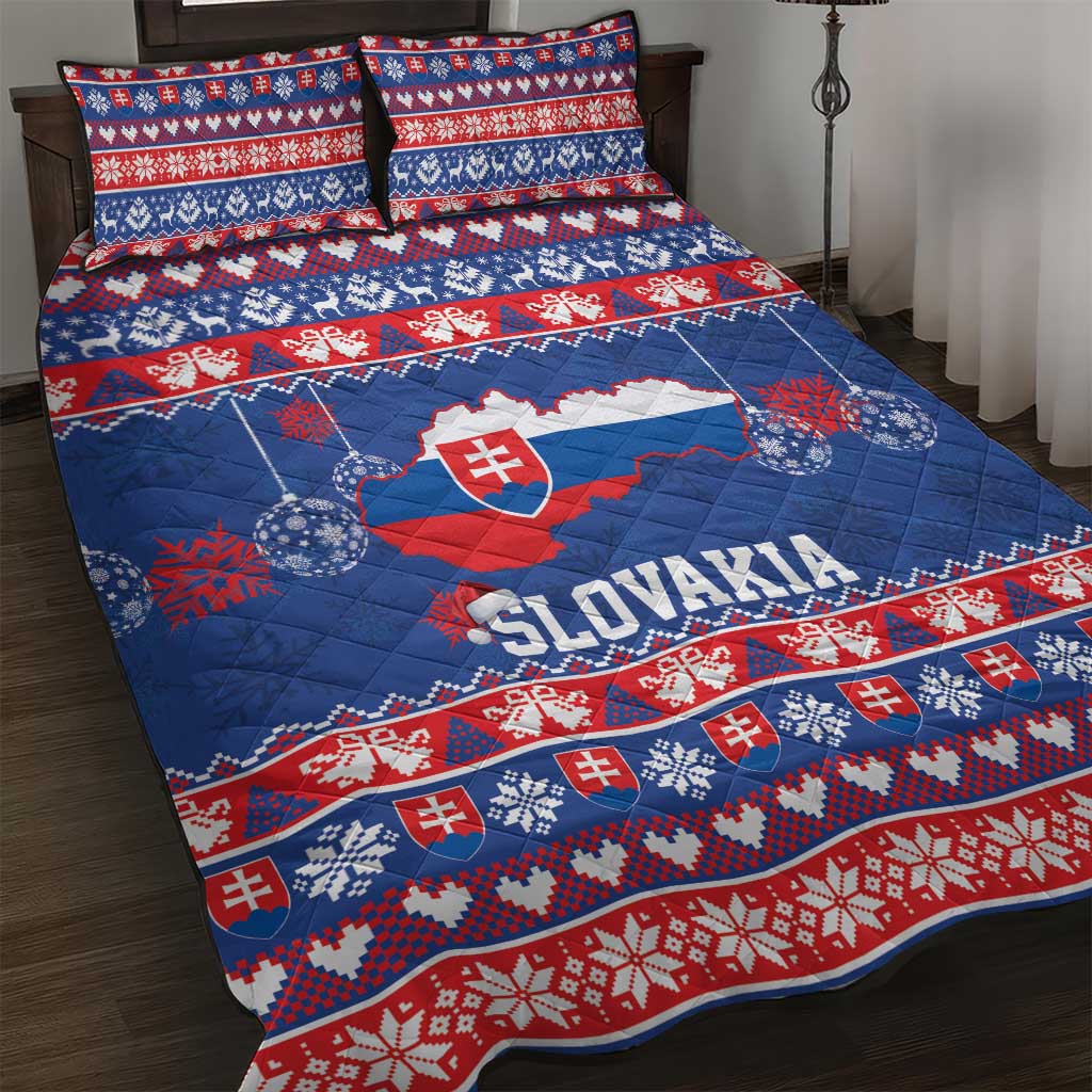 Slovakia Christmas Quilt Bed Set Slovakian Double Cross Map - Wonder Print Shop