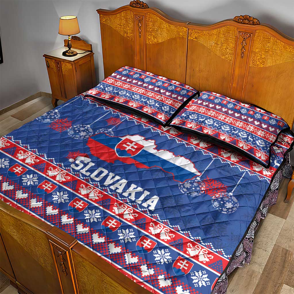 Slovakia Christmas Quilt Bed Set Slovakian Double Cross Map - Wonder Print Shop