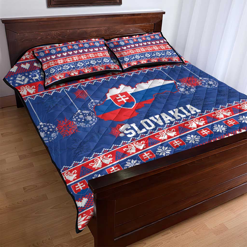 Slovakia Christmas Quilt Bed Set Slovakian Double Cross Map - Wonder Print Shop
