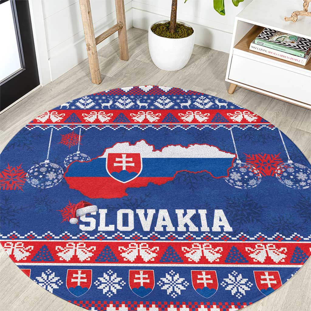 Slovakia Christmas Round Carpet Slovakian Double Cross Map - Wonder Print Shop