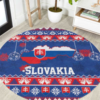 Slovakia Christmas Round Carpet Slovakian Double Cross Map - Wonder Print Shop
