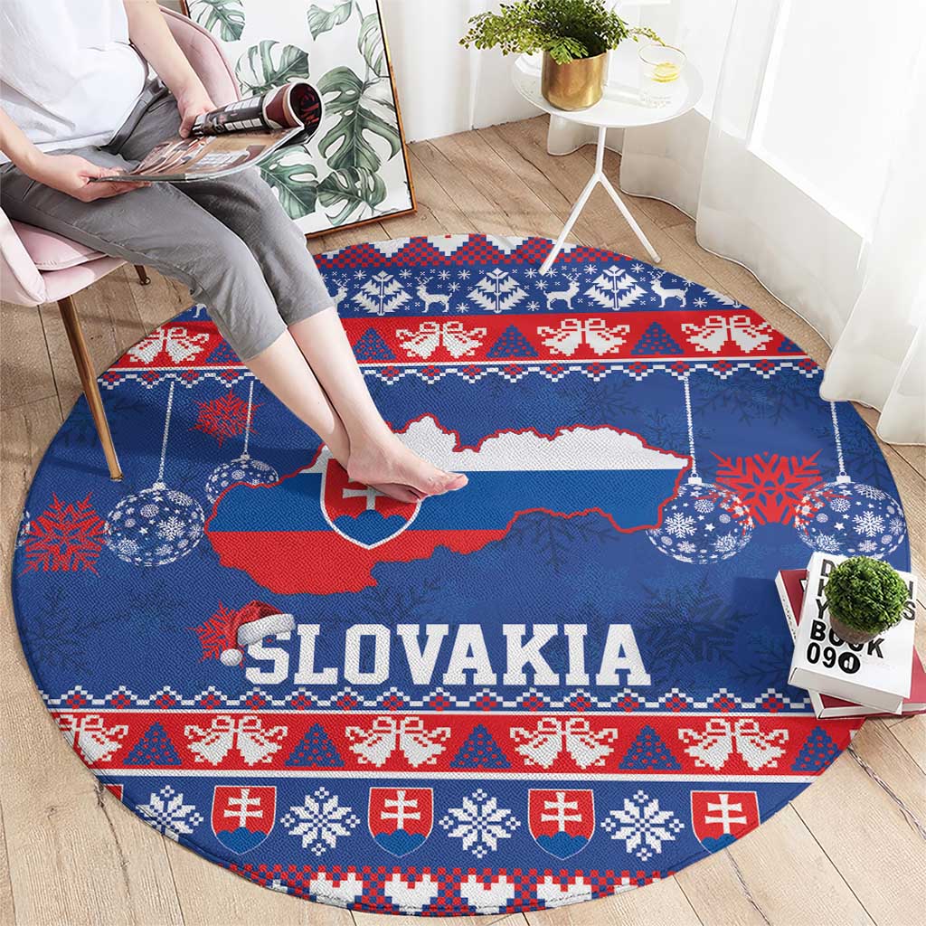 Slovakia Christmas Round Carpet Slovakian Double Cross Map - Wonder Print Shop