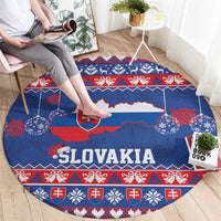 Slovakia Christmas Round Carpet Slovakian Double Cross Map - Wonder Print Shop