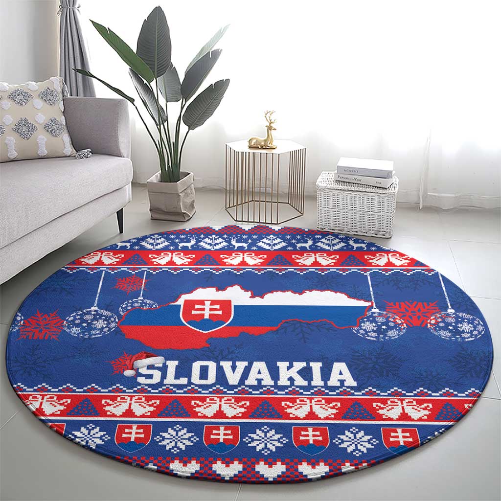 Slovakia Christmas Round Carpet Slovakian Double Cross Map - Wonder Print Shop