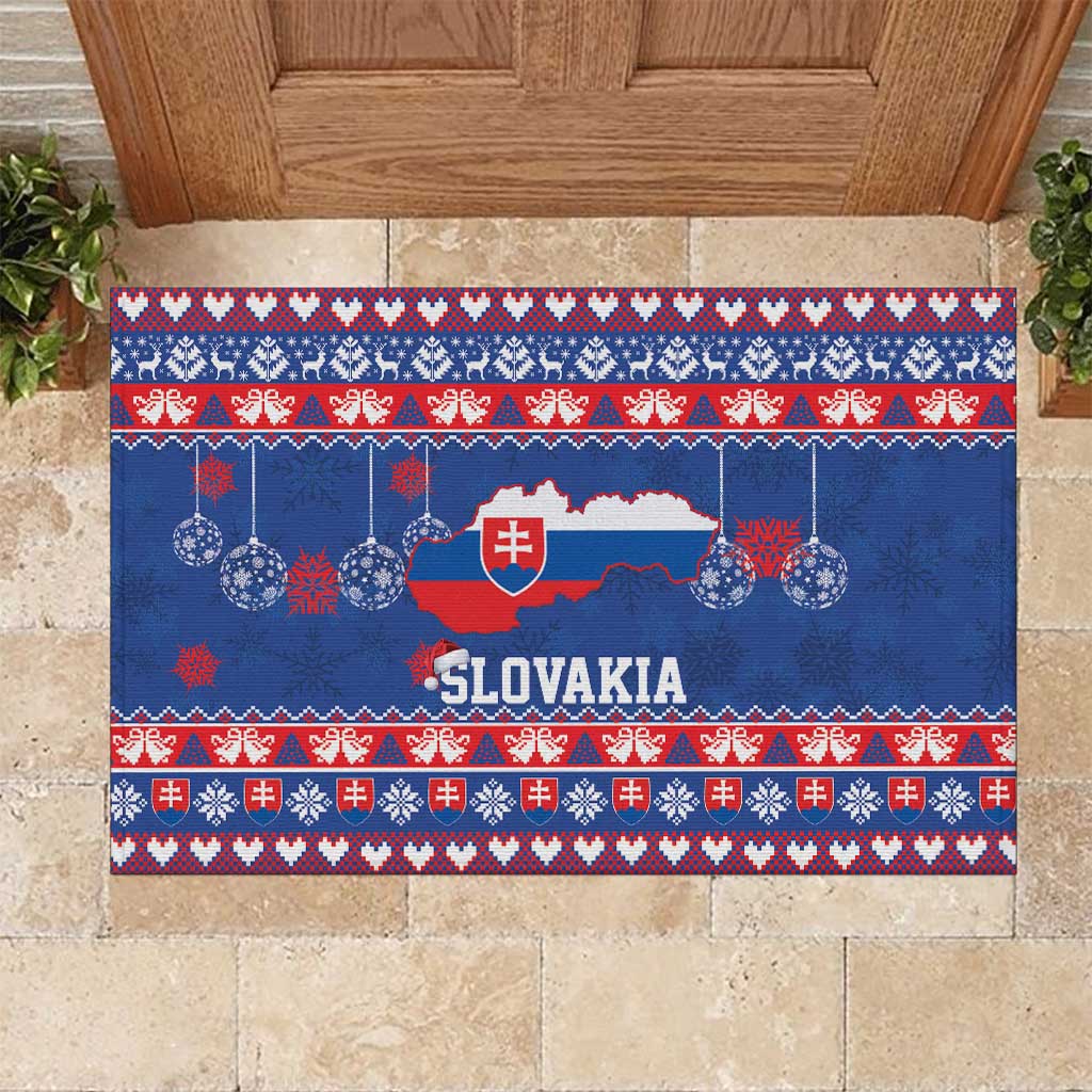Slovakia Christmas Rubber Doormat Slovakian Double Cross Map - Wonder Print Shop