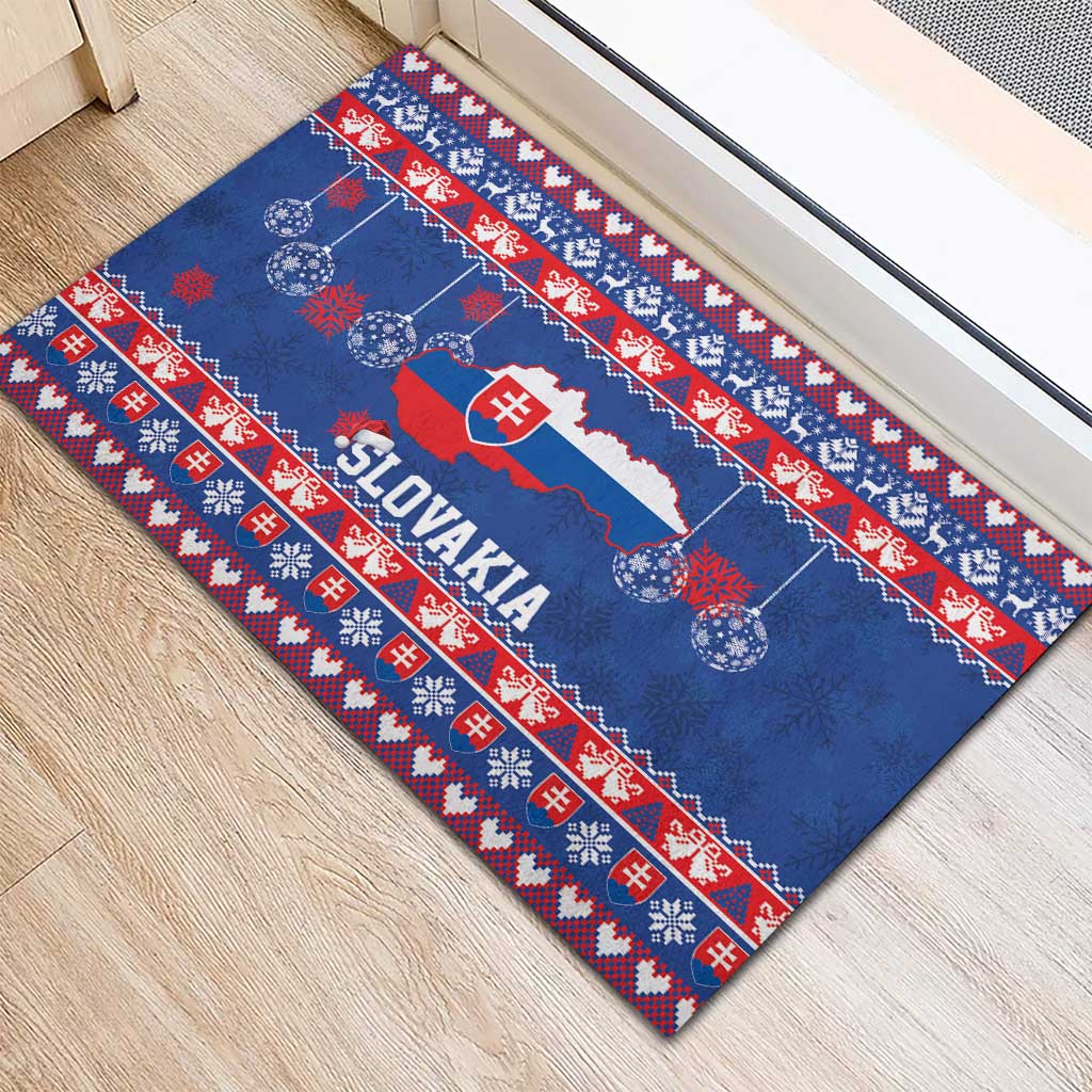 Slovakia Christmas Rubber Doormat Slovakian Double Cross Map - Wonder Print Shop