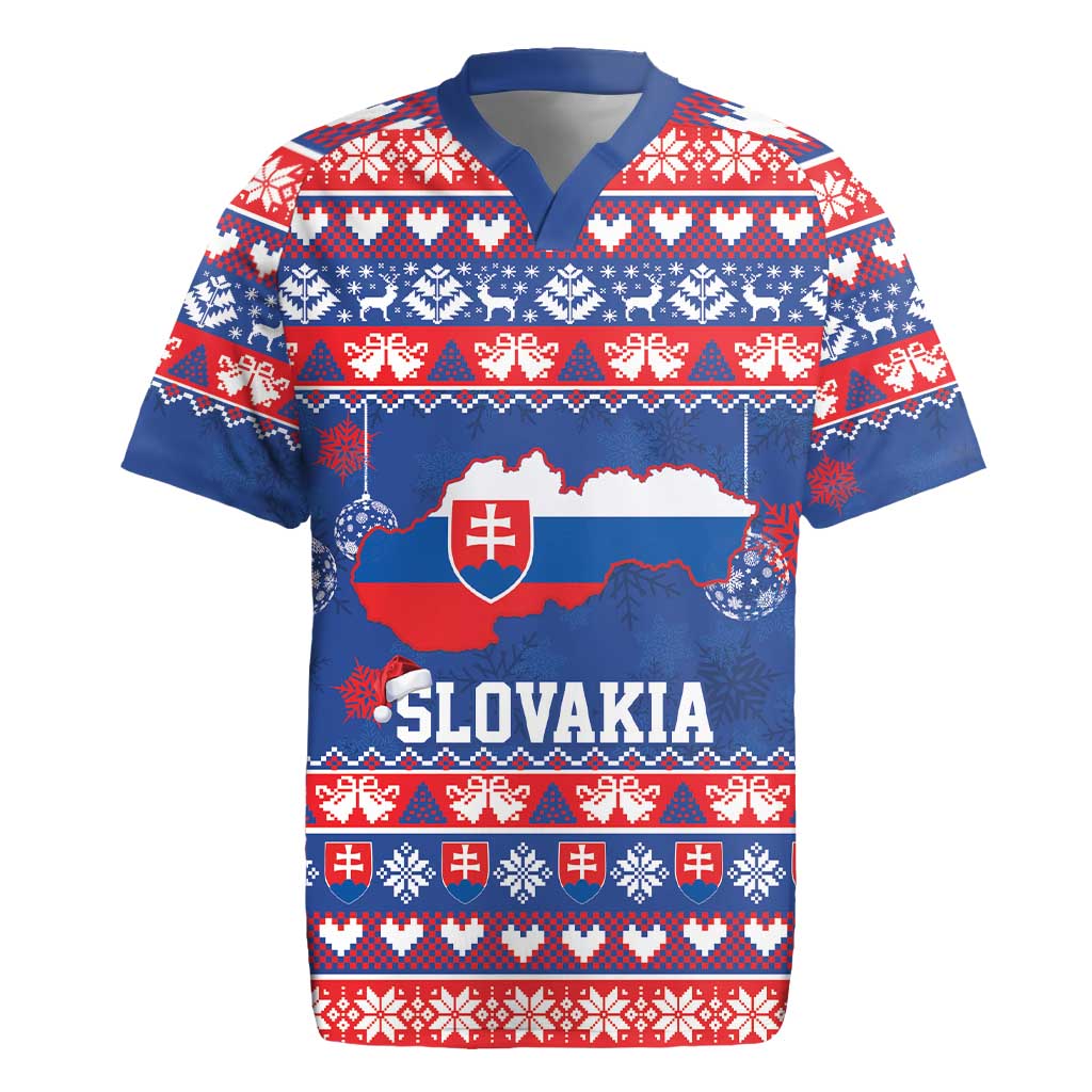 Slovakia Christmas Rugby Jersey Slovakian Double Cross Map - Wonder Print Shop
