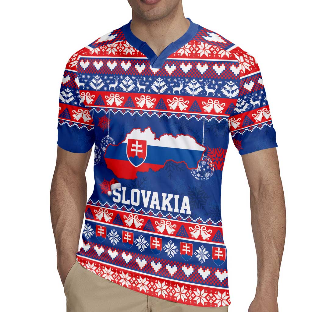 Slovakia Christmas Rugby Jersey Slovakian Double Cross Map - Wonder Print Shop