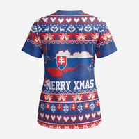 Slovakia Christmas Scrub Top Slovakian Double Cross Map - Wonder Print Shop