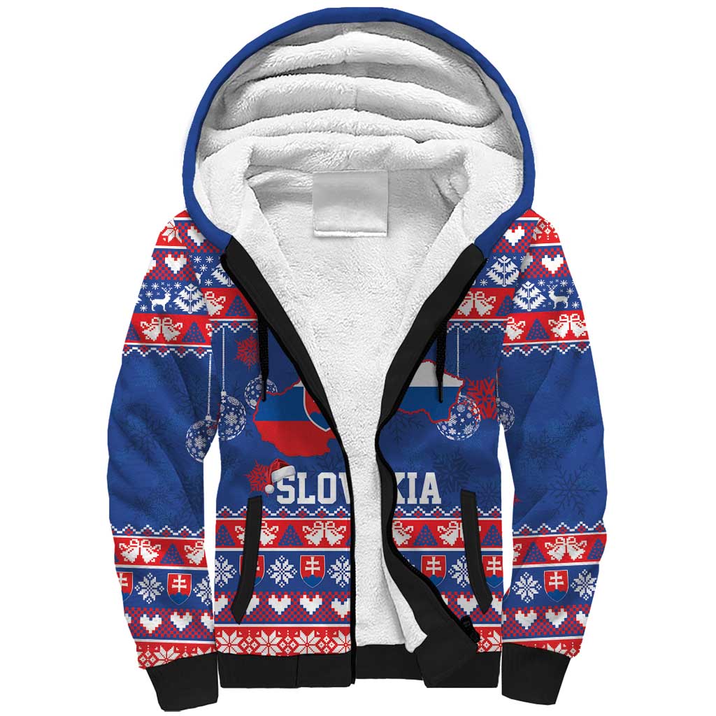 Slovakia Christmas Sherpa Hoodie Slovakian Double Cross Map - Wonder Print Shop