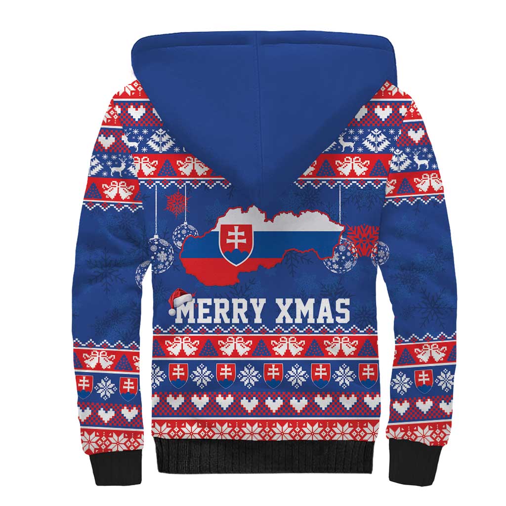 Slovakia Christmas Sherpa Hoodie Slovakian Double Cross Map - Wonder Print Shop
