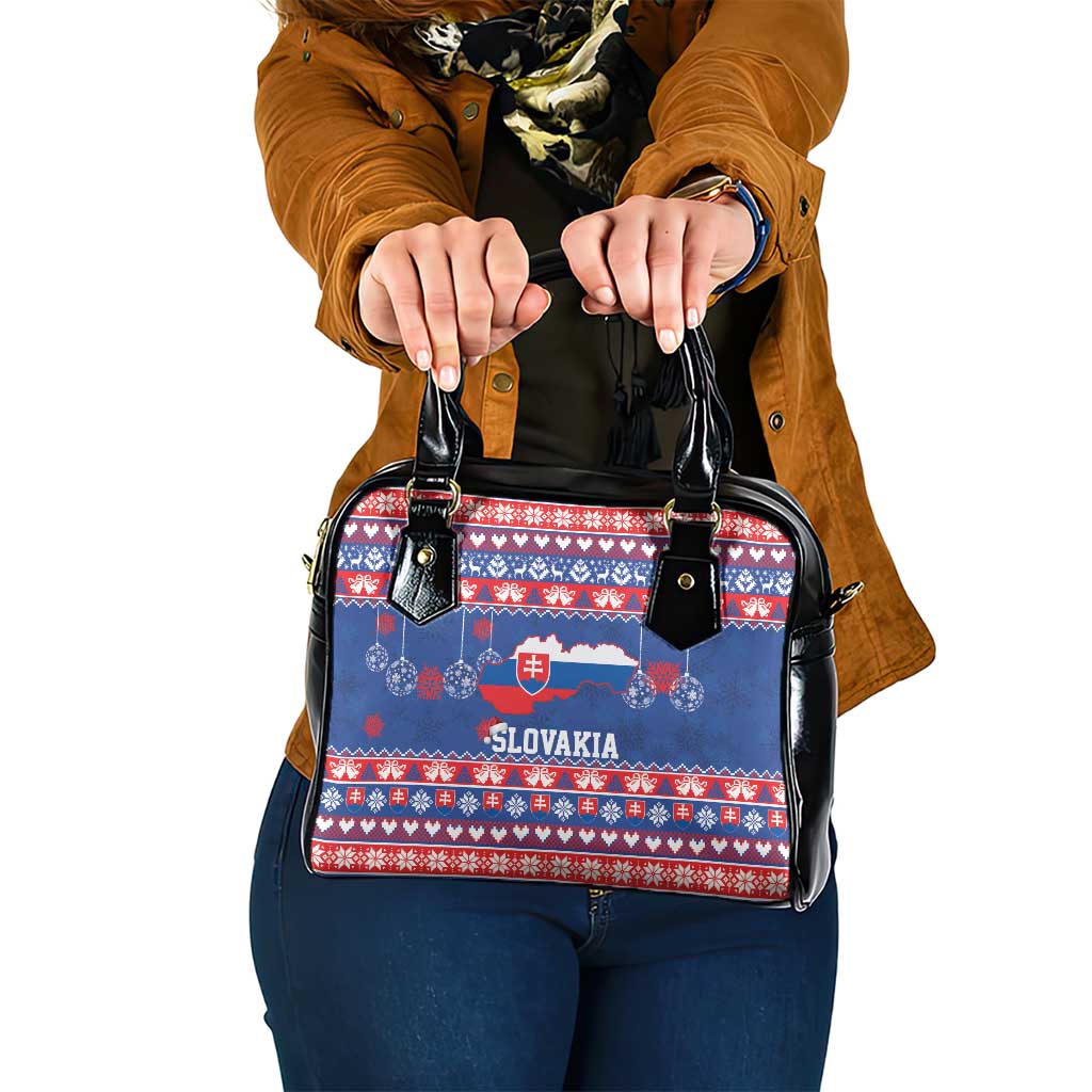 Slovakia Christmas Shoulder Handbag Slovakian Double Cross Map - Wonder Print Shop