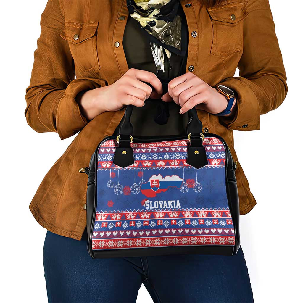 Slovakia Christmas Shoulder Handbag Slovakian Double Cross Map - Wonder Print Shop