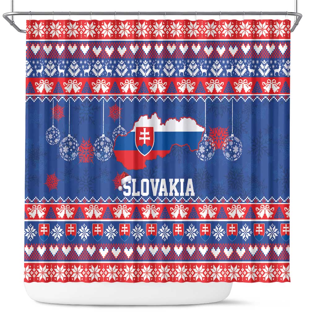 Slovakia Christmas Shower Curtain Slovakian Double Cross Map - Wonder Print Shop