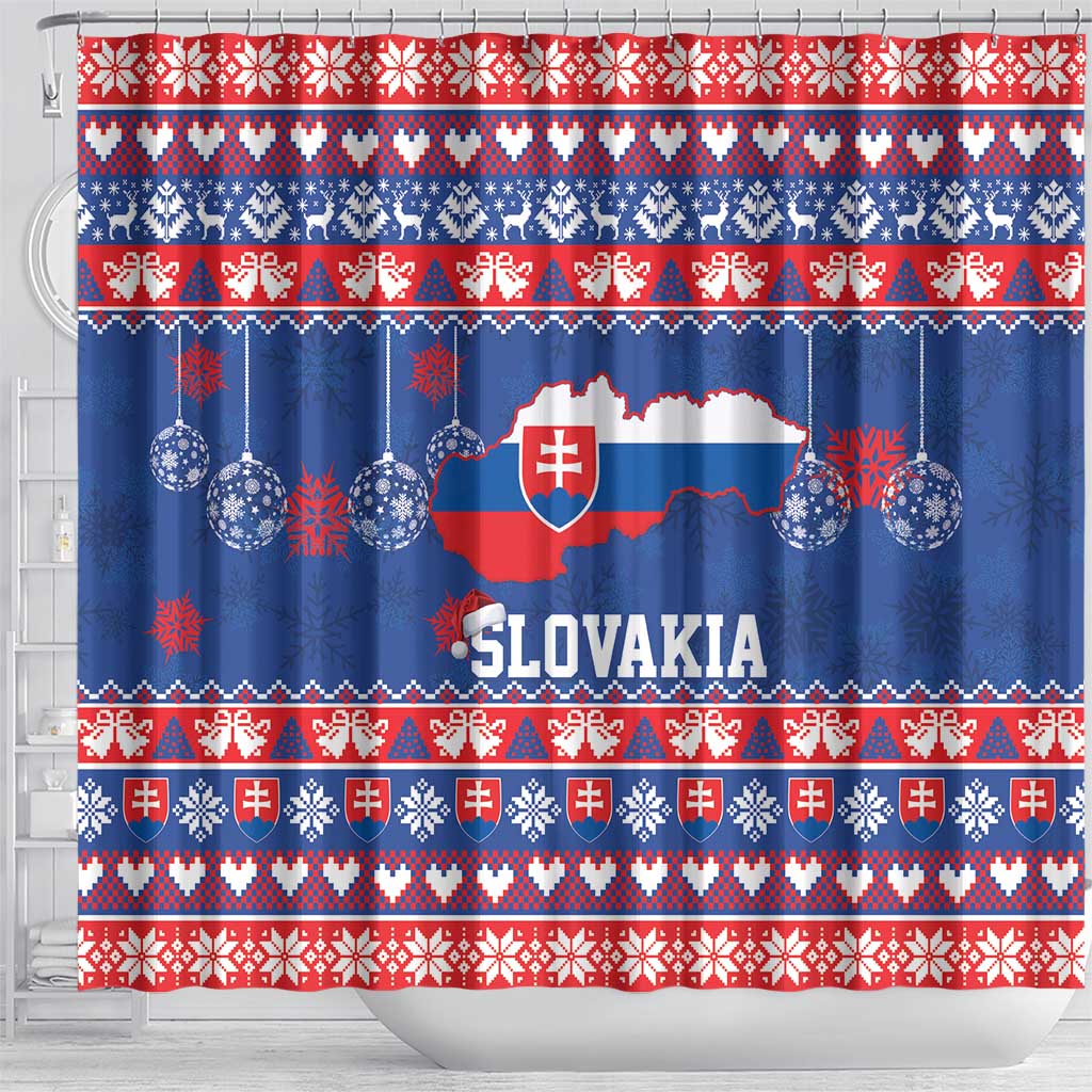 Slovakia Christmas Shower Curtain Slovakian Double Cross Map - Wonder Print Shop