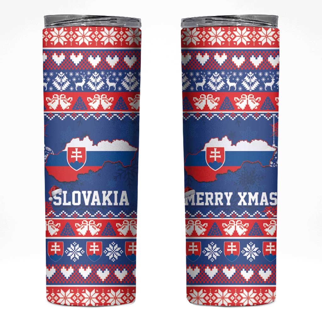 Slovakia Christmas Skinny Tumbler Slovakian Double Cross Map - Wonder Print Shop
