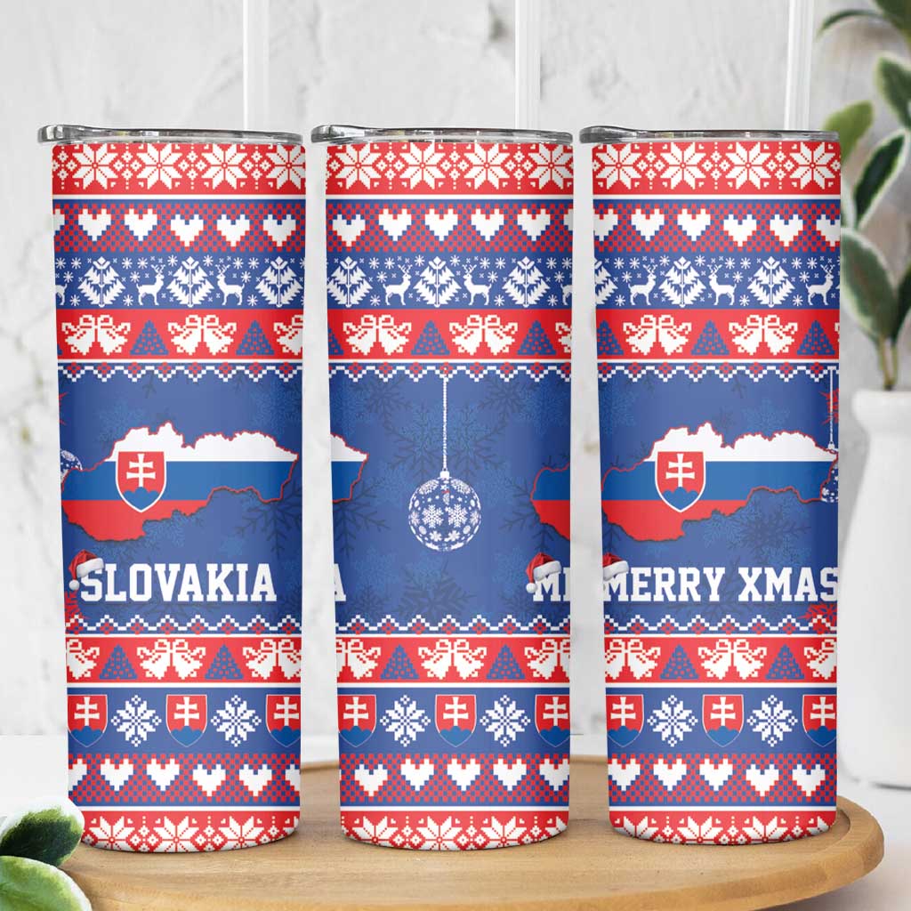 Slovakia Christmas Skinny Tumbler Slovakian Double Cross Map - Wonder Print Shop