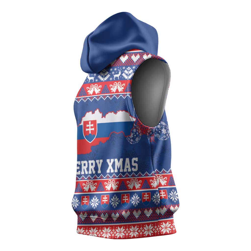 Slovakia Christmas Sleeveless Hoodie Slovakian Double Cross Map - Wonder Print Shop