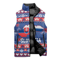 Slovakia Christmas Sleeveless Puffer Jacket Slovakian Double Cross Map - Wonder Print Shop