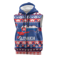 Slovakia Christmas Sleeveless Zip Hoodie Slovakian Double Cross Map - Wonder Print Shop