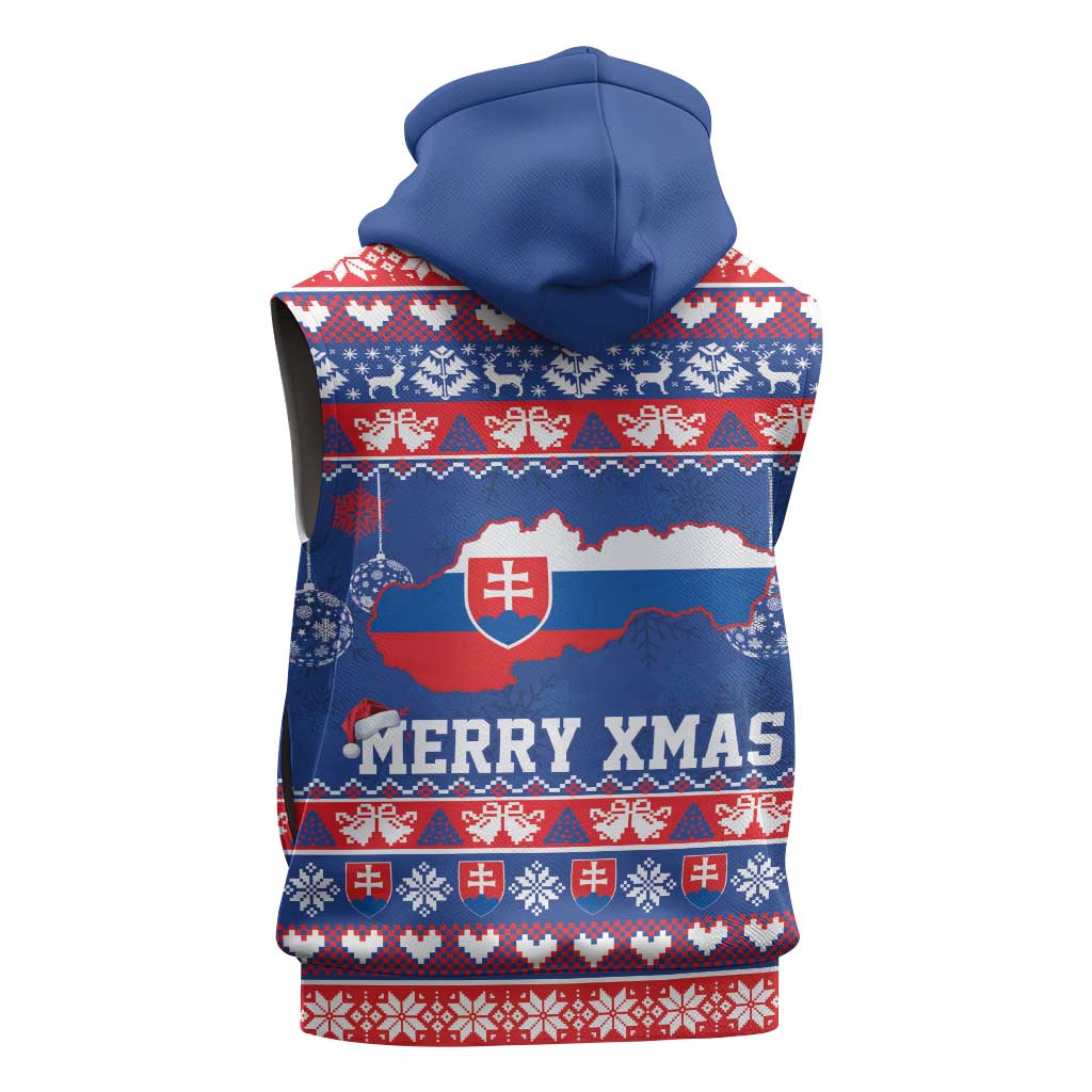 Slovakia Christmas Sleeveless Zip Hoodie Slovakian Double Cross Map - Wonder Print Shop