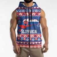 Slovakia Christmas Sleeveless Zip Hoodie Slovakian Double Cross Map - Wonder Print Shop