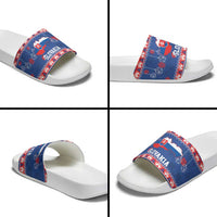 Slovakia Christmas Slide Sandals Slovakian Double Cross Map - Wonder Print Shop