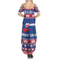 Slovakia Christmas Summer Maxi Dress Slovakian Double Cross Map - Wonder Print Shop